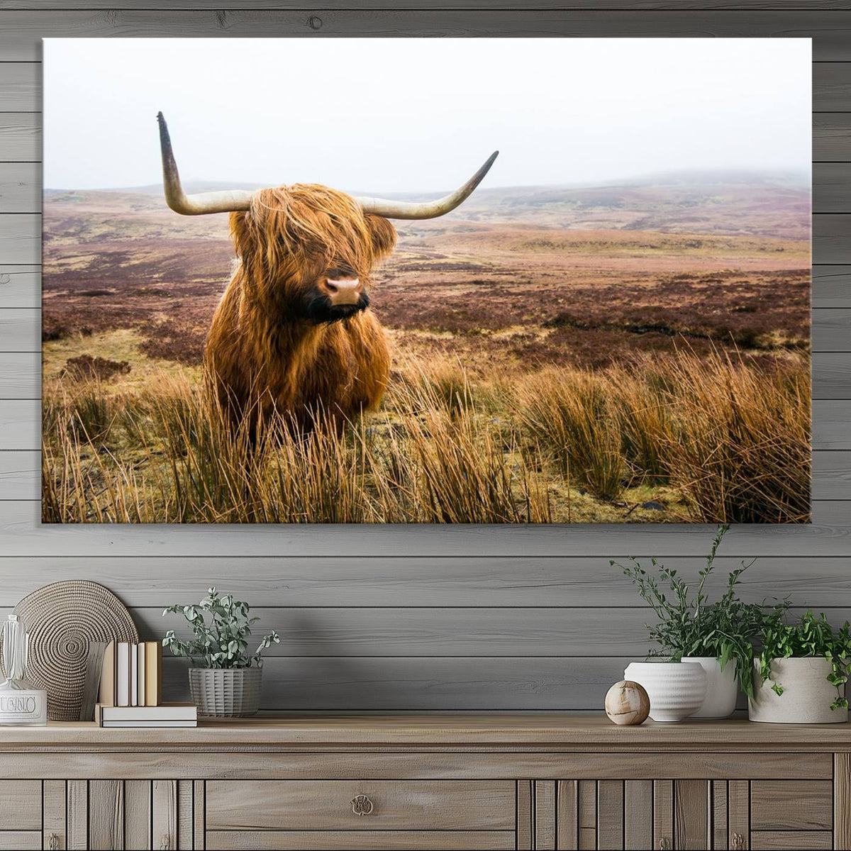 Scottish Highland Cow Cattle Art Print Farmhouse Wall Art