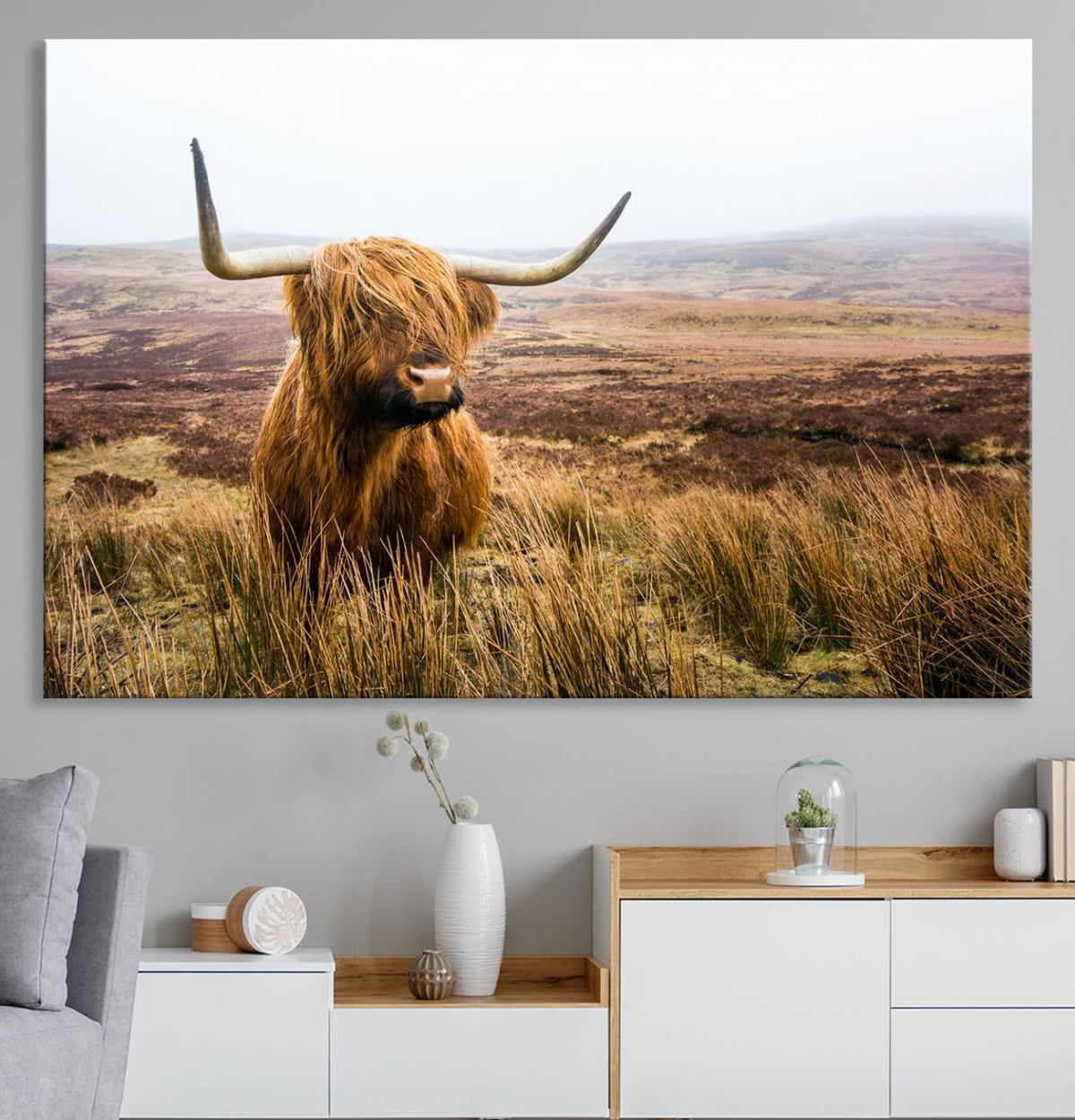 Scottish Highland Cow Cattle Art Print Farmhouse Wall Art