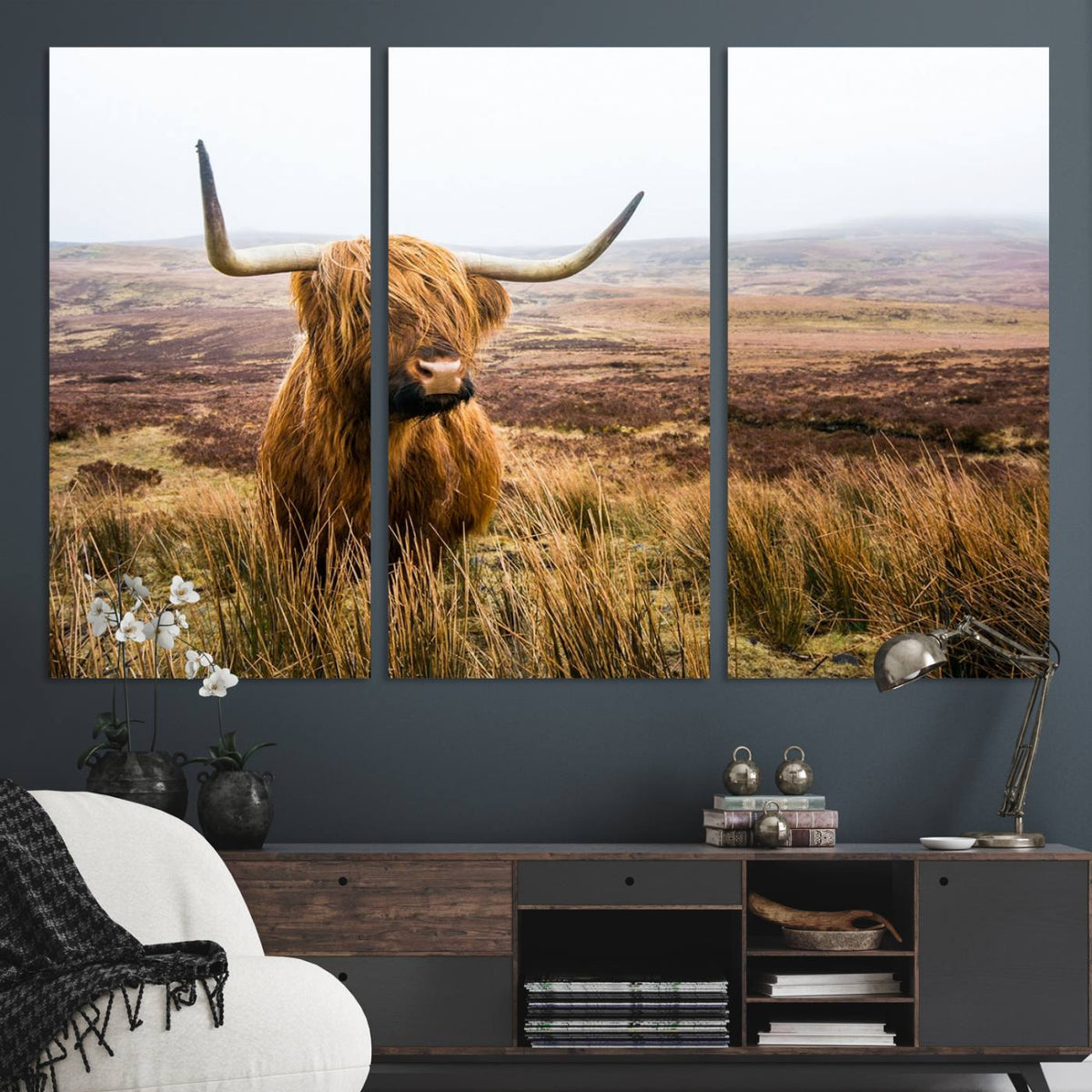 Scottish Highland Cow Cattle Art Print Farmhouse Wall Art