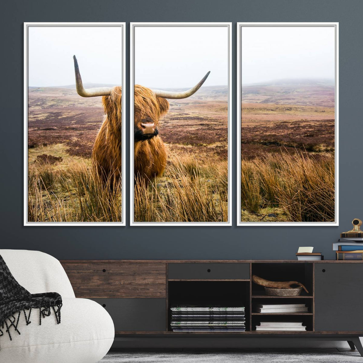 Scottish Highland Cow Cattle Art Print Farmhouse Wall Art