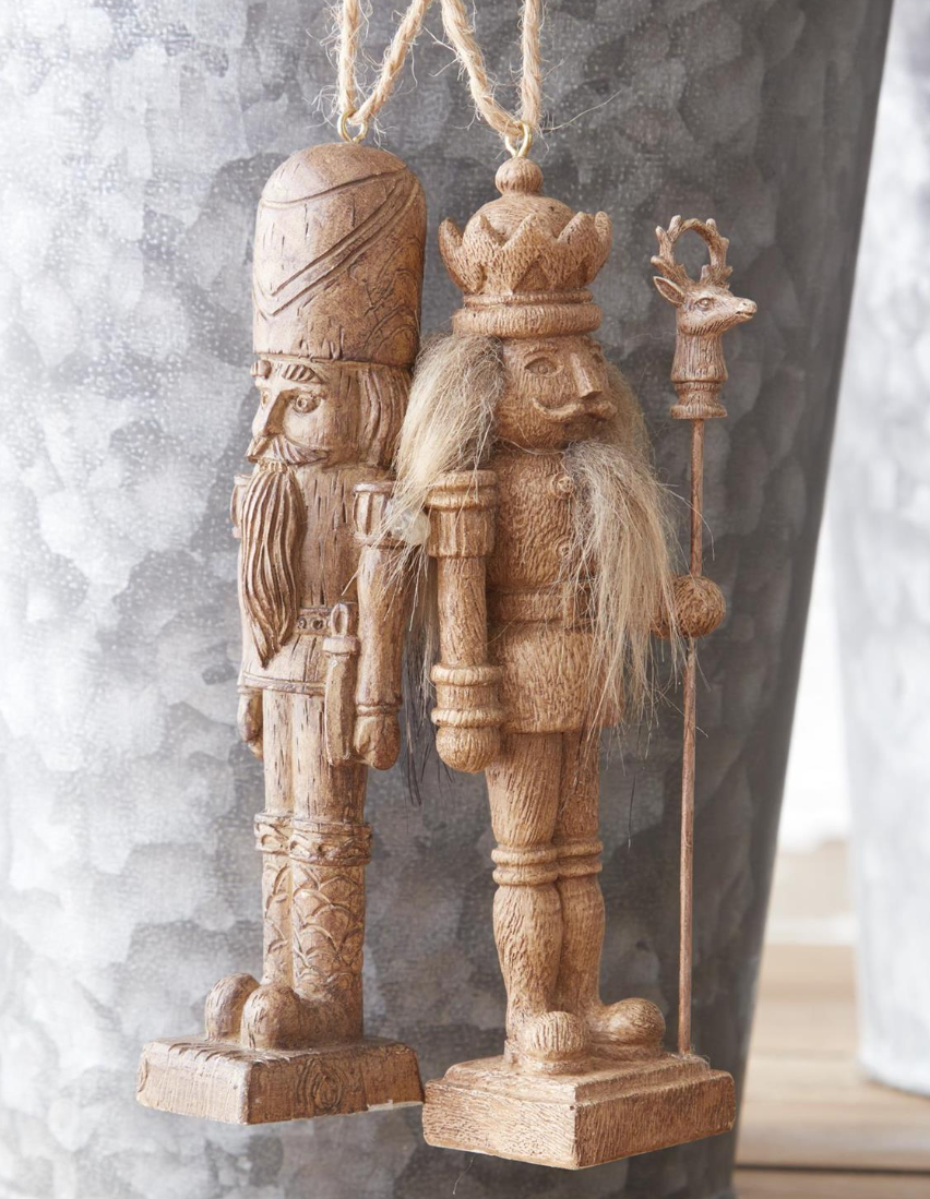 FAUX WOODGRAIN NATURAL NUTCRACKER ORNAMENT