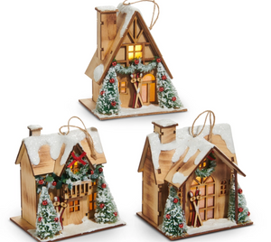 5" LIGHTED LODGE HOUSE ORNAMENT