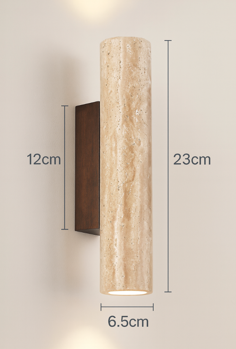 Modern Travertine Marble Cylinder LED Wall Sconce Warm White
