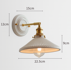 Vintage Japanese Ceramic Brass Wall Light E27 Hardwired