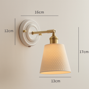 Vintage Japanese Ceramic Brass Wall Light E27 Hardwired