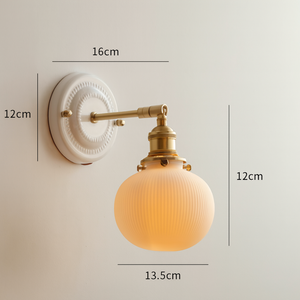 Vintage Japanese Ceramic Brass Wall Light E27 Hardwired