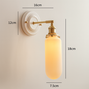 Vintage Japanese Ceramic Brass Wall Light E27 Hardwired