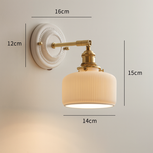 Vintage Japanese Ceramic Brass Wall Light E27 Hardwired