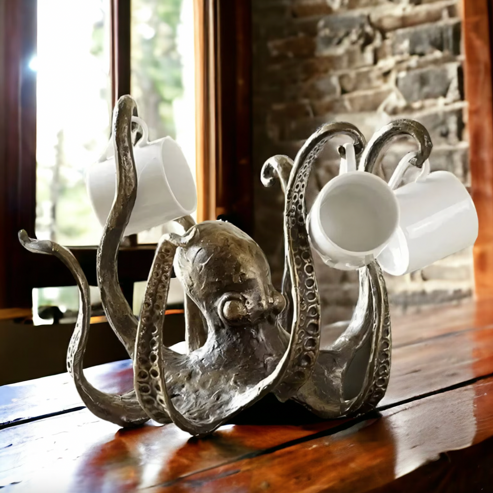 Octopus Mug Holder Stand Nautical Coffee Cup Rack Holds 8 Mugs
