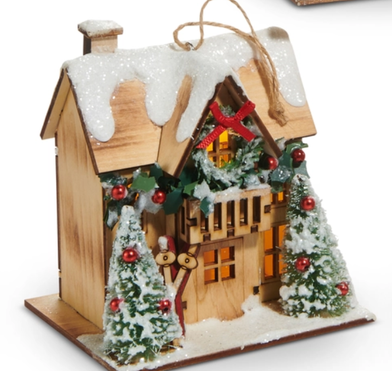5" LIGHTED LODGE HOUSE ORNAMENT