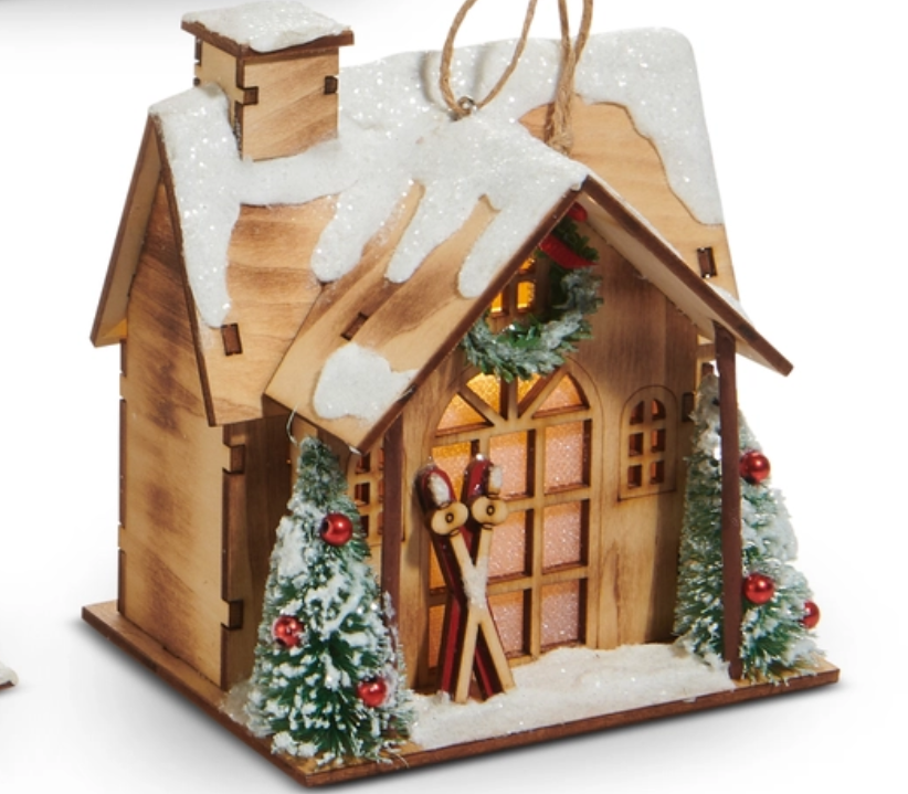 5" LIGHTED LODGE HOUSE ORNAMENT
