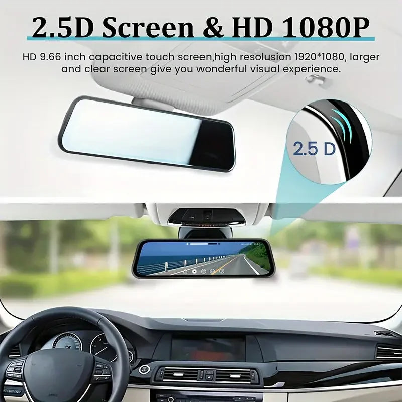 4K Mirror Dash Cam with Touch Screen, Front Rear Dual Recording & Night Vision