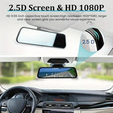 4K Mirror Dash Cam with Touch Screen, Front Rear Dual Recording & Night Vision