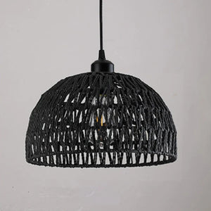 Japanese Style Rattan Pendant Lamp – Woven Hemp Rope Ceiling Light for Dining Room