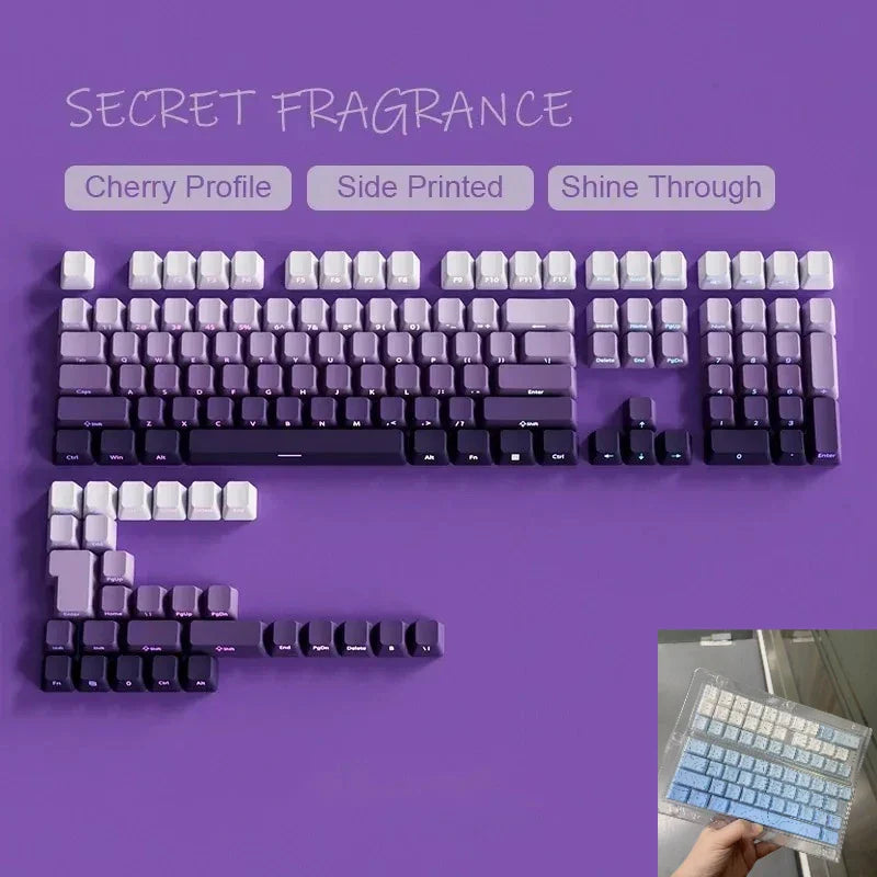 133-Key Gradient Green PBT Keycaps Cherry Profile Double Shot Side Printed Set