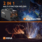 2-in-1 MIG Welder 130A Gasless Flux Core ARC IGBT Welding Machine for Home DIY