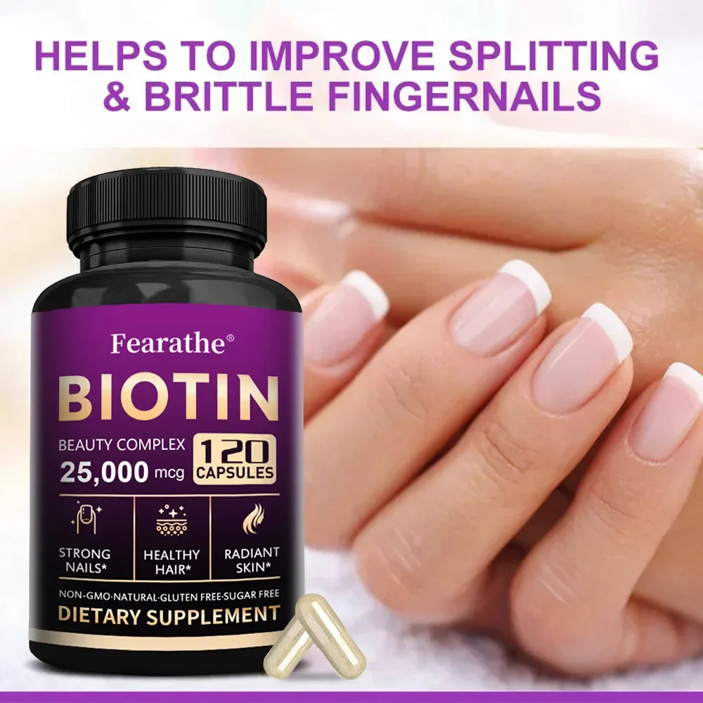 Biotin Vitamins with Pantothenic Acid, Folic Acid, Hair Growth Supplement for Men & Women