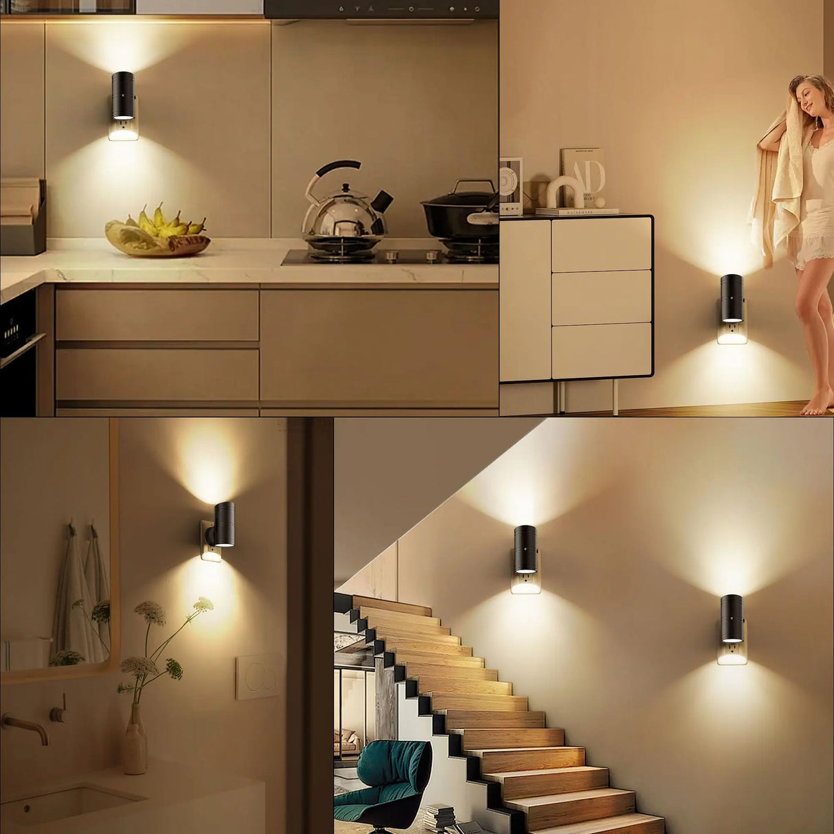 Plug In LED Night Light Dusk to Dawn Sensor Dimmable Hallway Bedroom Lamp