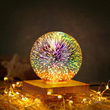 3D Firework LED Night Light Glass Ball Starry Sky Table Lamp