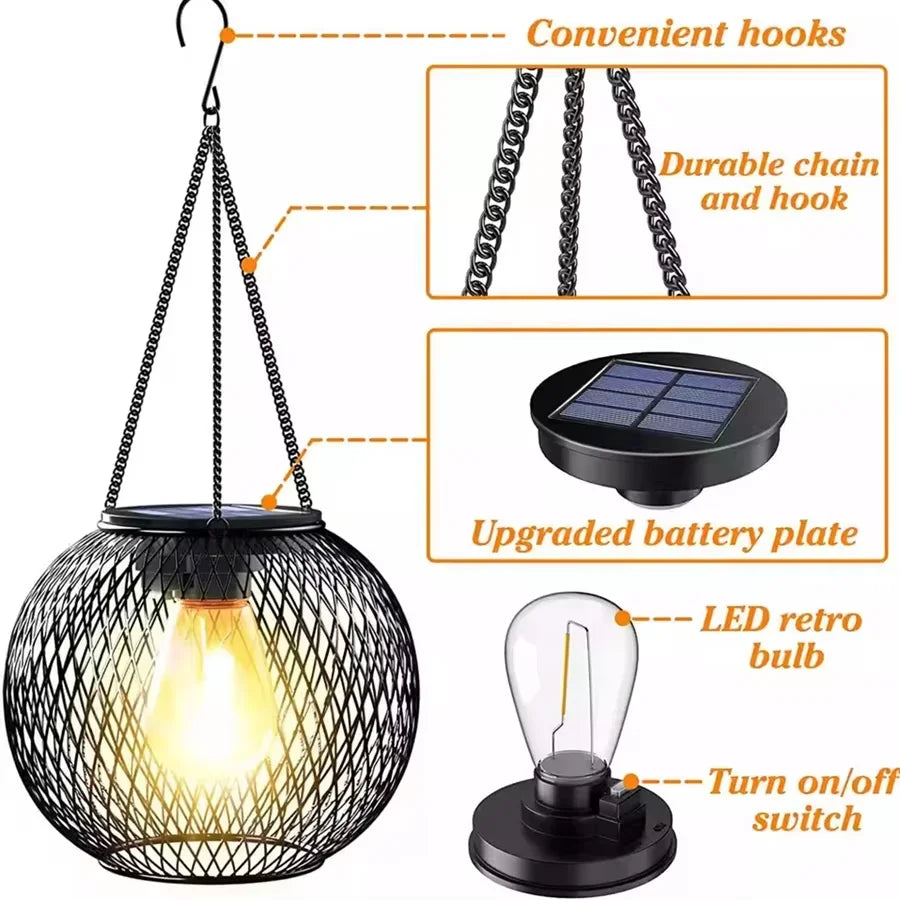 Retro Waterproof Outdoor Wall Lantern Vintage Iron Garden Balcony Sconce