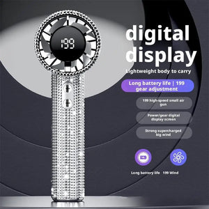 High-Speed Handheld Fan 199-Speed Type-C Rechargeable Digital Display