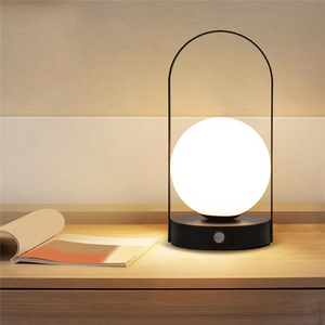 Portable Metal Table Lamp Rechargeable Dimmable 3 Color LED Bedside Desk Light