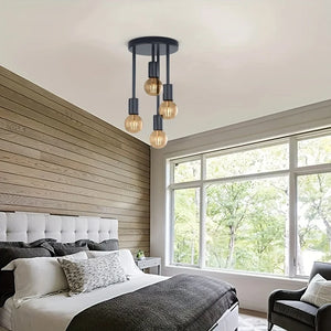Black Modern 4 Light E27 Ceiling Fixture Bedroom Kitchen Hallway Chandelier
