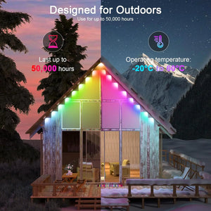 20M Smart RGBIC Outdoor LED Eaves Lights App Remote Control Flashing Home Decor