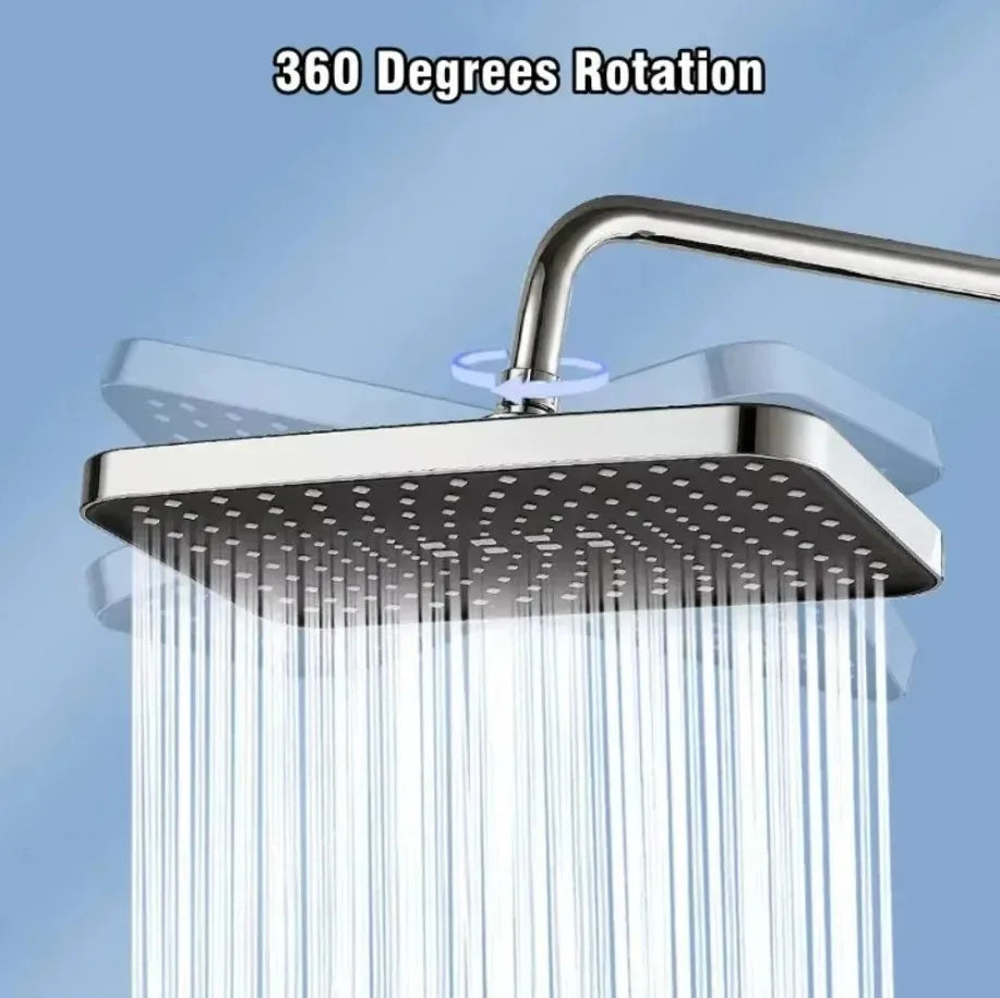 14" High Pressure Rain Shower Head Top Spray 360° Swivel Water Saving Flow