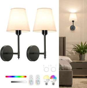 Wireless Wall Lamp – Rechargeable RGB Battery Light with Remote for Bedroom Decor