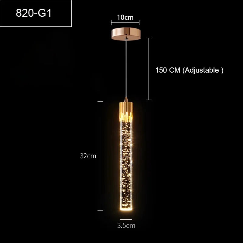 LED Water Drop Bubble Pendant Light Crystal Hanging Lamp Bedroom Dining Decor