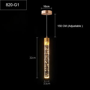 LED Water Drop Bubble Pendant Light Crystal Hanging Lamp Bedroom Dining Decor