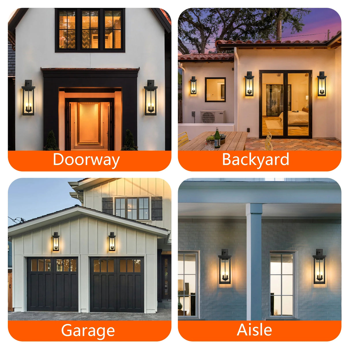 22" Outdoor Wall Lantern Dusk to Dawn Sensor Matte Black Weatherproof Exterior Light