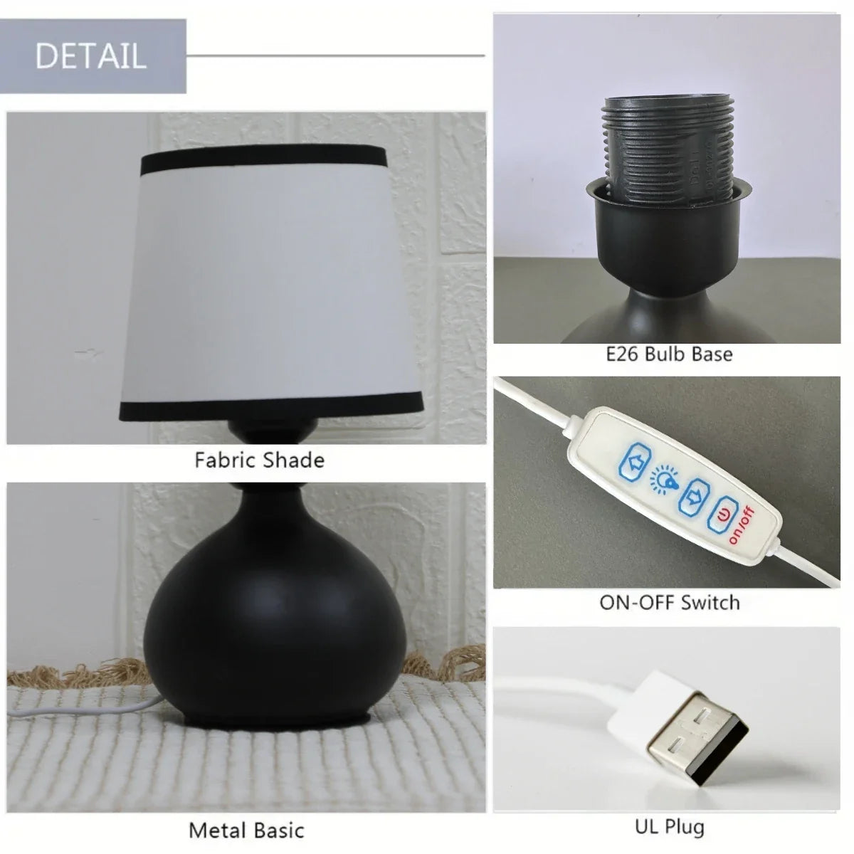 Modern Linen LED Table Lamp Bedside Desk Light Home Décor Bedroom Lighting