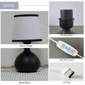 Modern Linen LED Table Lamp Bedside Desk Light Home Décor Bedroom Lighting
