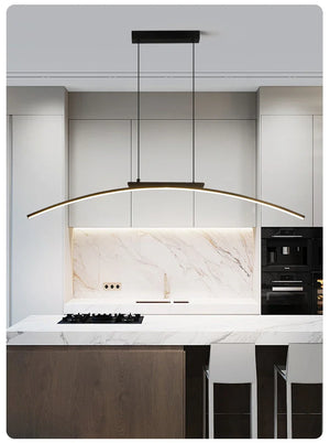 Modern LED Arc Pendant Light – Adjustable Dining Room Hanging Lamp for Kitchen