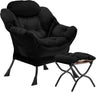 Velvet Lazy Chair with Folding Ottoman Accent Armchair Non-Slip Metal Frame