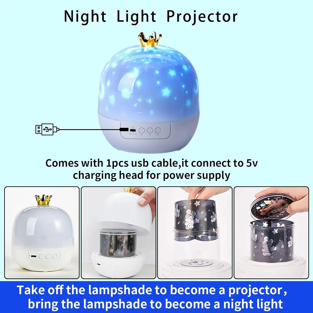 Kids Night Light Projector Star Galaxy 15-Film Rotating Bedroom Gift Lamp