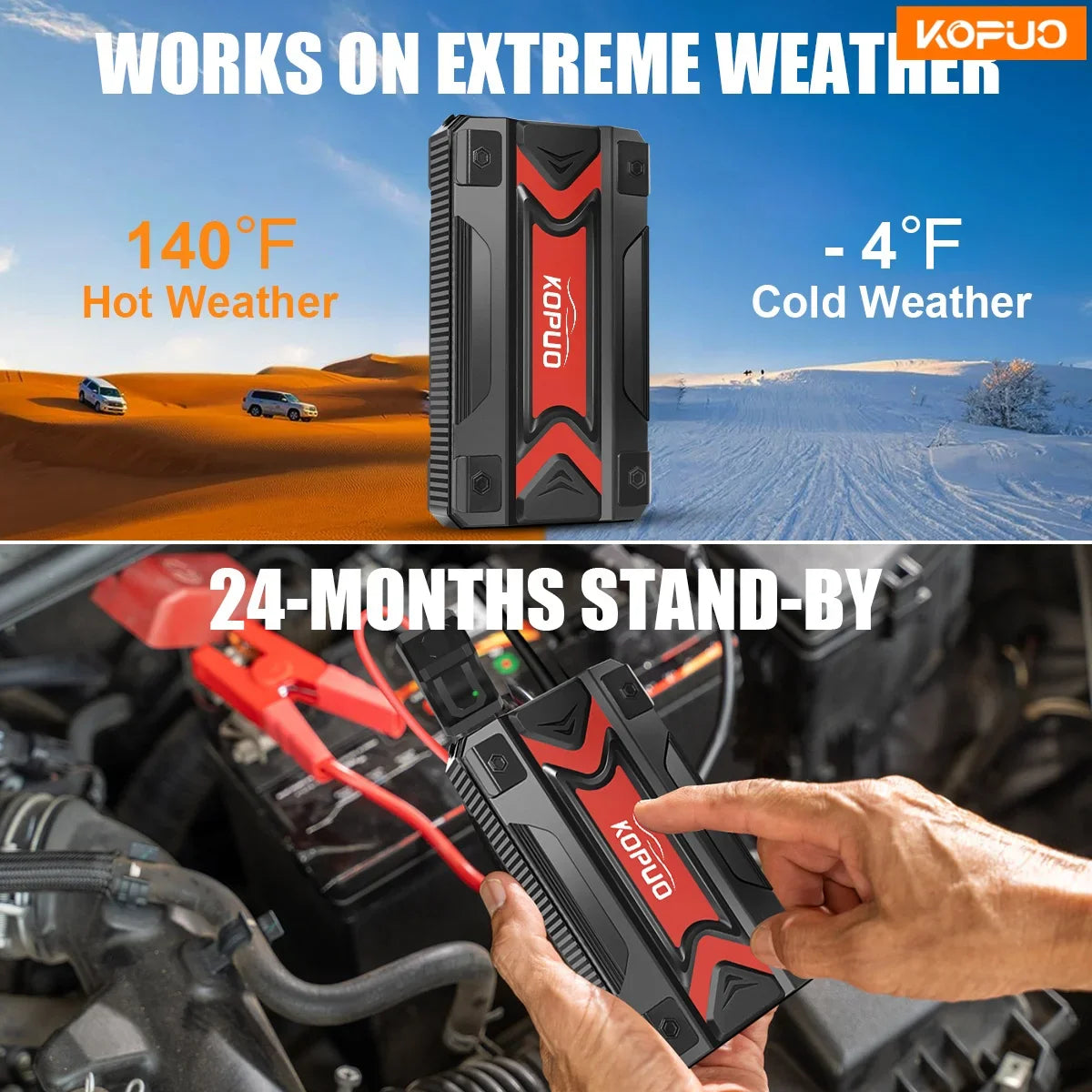 2000A Car Jump Starter 12V Portable Battery Booster Fast Charge LED Light