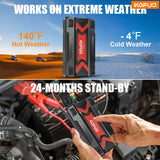 2000A Car Jump Starter 12V Portable Battery Booster Fast Charge LED Light