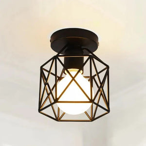Industrial LED Pendant Light – Modern Metal Cage Hanging Lamp for Dining Room