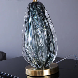 Modern Crystal Glass Table Lamp Grey Fabric Shade Bedroom Hotel Home Decor Light