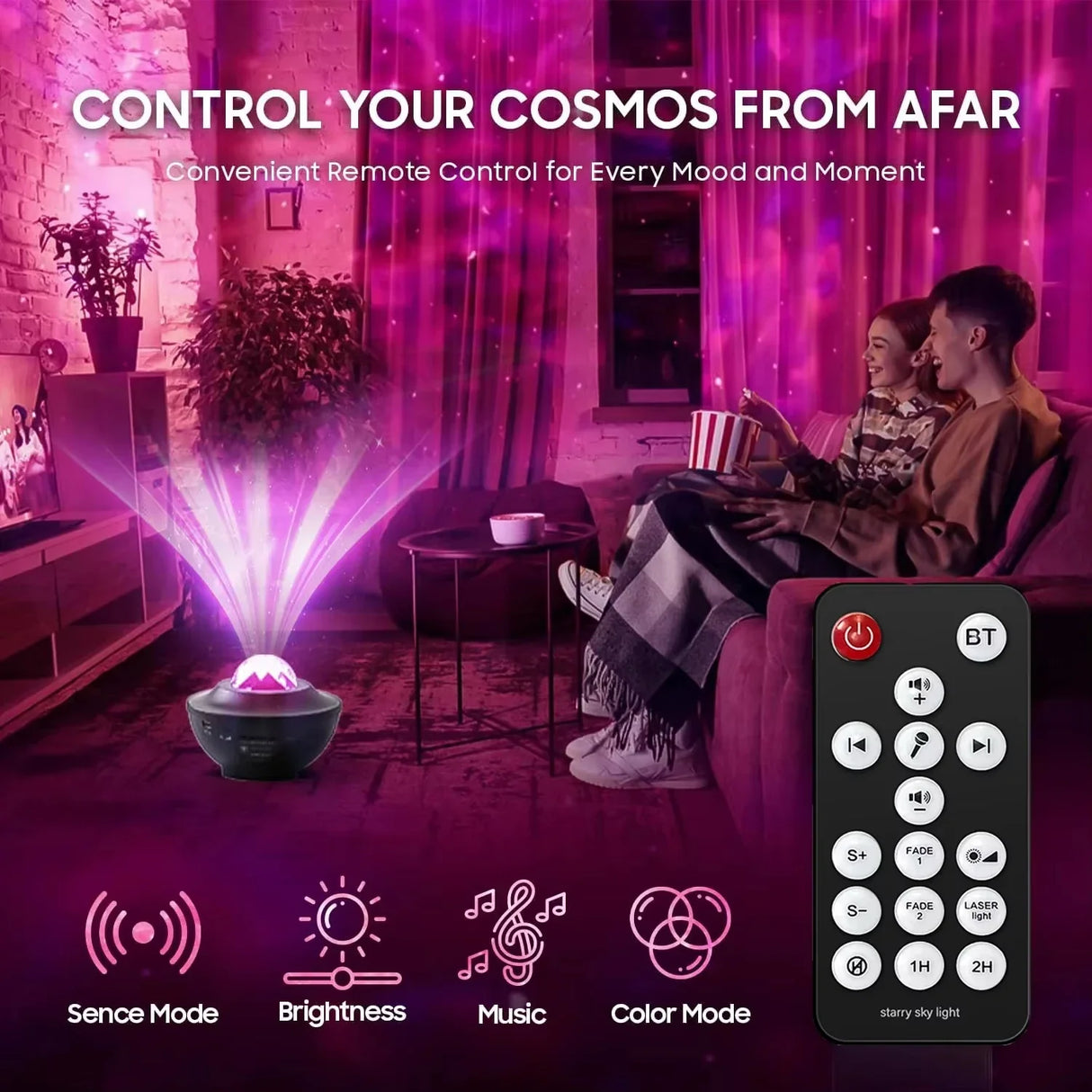 Galaxy Projector Starry Sky Night Light with Ocean Wave Music Remote USB for Kids