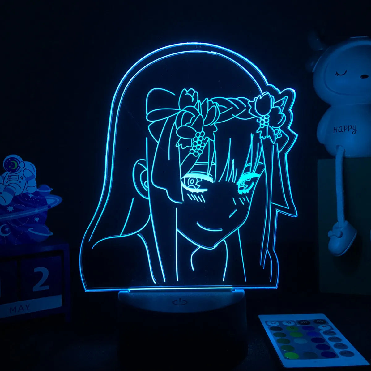 3D Anime Girl LED Night Light 16 Color Illusion Bedside Bedroom Table Lamp