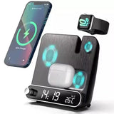 3-in-1 Wireless Charging Station with Alarm Clock Fast Charger for iPhone & Watch