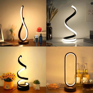 Spiral LED Night Light Dimmable Desk Lamp 3-Color Reading Bedside Bedroom Decor