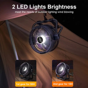 Camping Fan 20000mAh Rechargeable with LED Light Power Bank