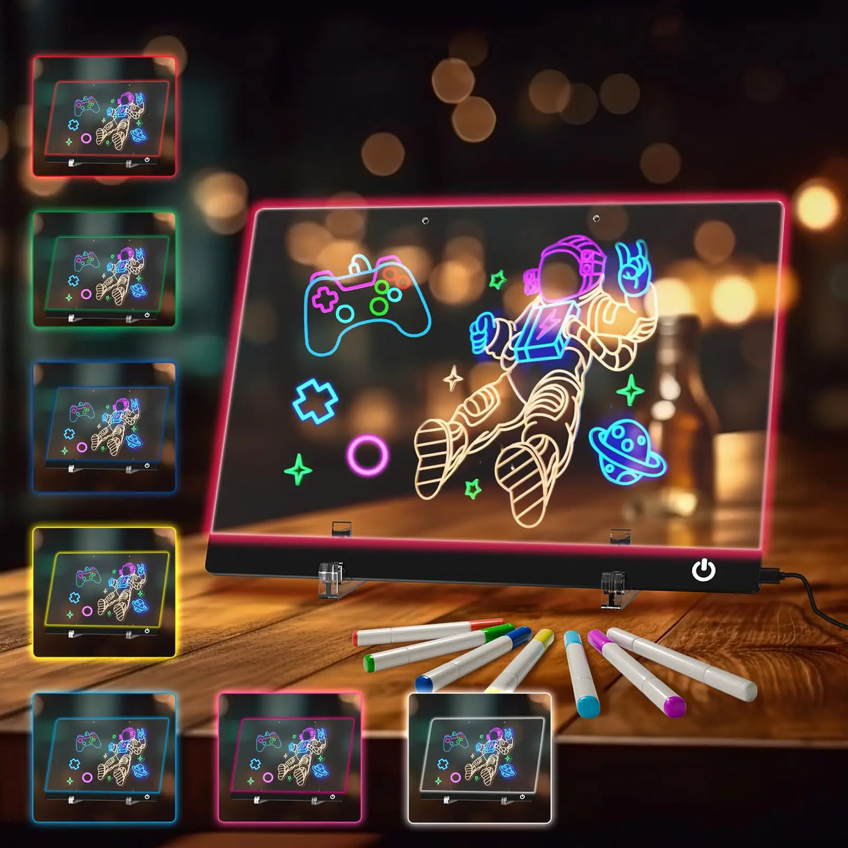 LED Note Board Night Light – 7-Color Acrylic Message & Drawing Board Gift