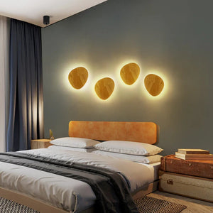 Nordic LED Wall Light Circular Wooden Modern Bedside Bedroom Staircase Sconce