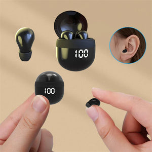 Invisible TWS Bluetooth 5.3 Earbuds Wireless Mini In-Ear Headphones Mic Noise